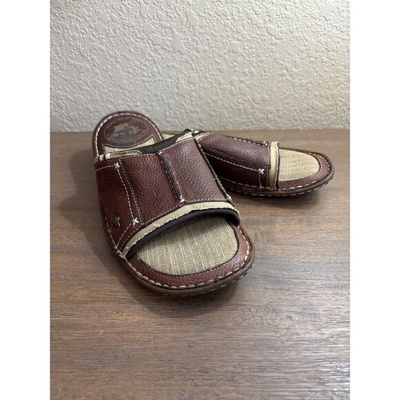 Margaritaville Other - Margaritaville Men's Grove Slide Sandals Brown Leather Cushioned Size 11EUC